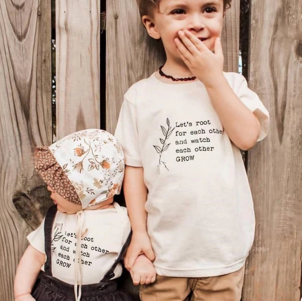 Let’s Root For Each Other Graphic Tee Boho Neutral Toddler T-Shirt Nature Top